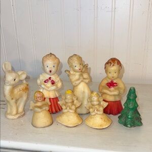 Lot vintage Gurley Christmas tavern candles carolers angel reindeer